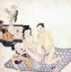 China: Erotic painting of a man and two women making love, late Qing Dynasty