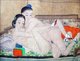 Homosexuality as a theme in traditional Chinese art is not common and almost always representative of male homosexualty (the 'Way of the Cut Sleeve' or the 'Bitten Peach'. Lesbians and Lesbianism as a theme is still more unusual, and this painting was probably done to titillate men. Today (21st century) Chinese lesbians usually call themselves lazi (lāzi) or lala (lālā). These two terms are abbreviations of the transliteration of the English term lesbian. These slang terms are also commonly used in Mainland China.