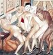 China: Satirical erotic painting of several men and a woman making love, late Qing Dynasty